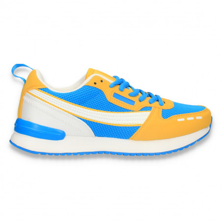 Sneakers colorati pentru dama, cu talpa subtire, albastru-galben - W675