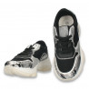 Pantofi casual dama, cu talpa groasa, snake print, negru-argintiu - W679