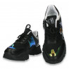 Pantofi sport-casual dama, cu talpa groasa, negru - W758