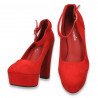Pantofi femei, cu bareta si toc inalt, rosii - W833