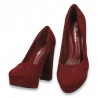 Pantofi femei, cu toc inalt, gros, Bordeaux - W837