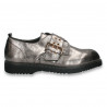 Pantofi casual fete, cu catarama, argintii - W848