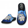 Papuci de casa caldurosi, cu pisica, albastri - W866
