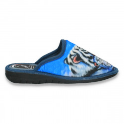 Papuci de casa caldurosi, cu tigru, albastri - W871