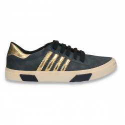 Pantofi sport-casual pentru femei, bleumarin-auriu - W898