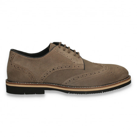 Pantofi stil Oxford pentru barbati, din piele intoarsa, taupe - W937