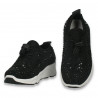Pantofi pentru fetite, cu strasuri, tip soseta, negri - W965