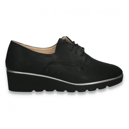 Pantofi pentru femei, cu perforatii, negri - W983