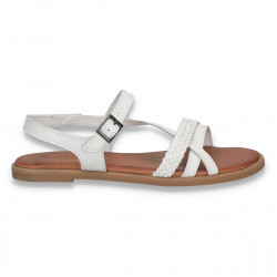 Sandale din piele pentru femei, albe - W986