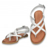 Sandale infradito din piele pentru femei, albe - W990