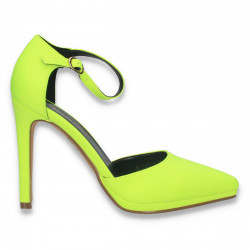 Pantofi dama, cu toc inalt, verde neon - W1006