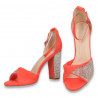 Sandale elegante dama, cu toc gros, portocaliu - W1008