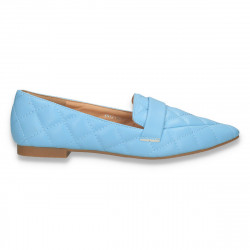 Pantofi dama, cu varf ascutit si imprimeu matlasat, albastru deschis - W1017