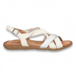 Sandale comode pentru dama, alb-argintiu - W1036