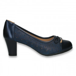 Pantofi clasici dama, cu perforatii, bleumarin - W1046