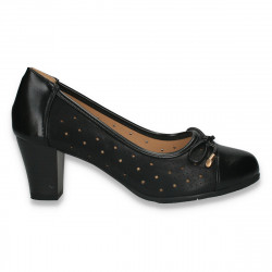 Pantofi clasici dama, cu perforatii, negri - W1047