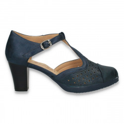 Pantofi clasici dama, cu bareta, bleumarin - W1048