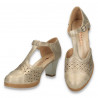 Pantofi clasici dama, cu bareta, aurii - W1049