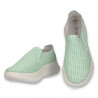 Pantofi din piele pentru dama, cu perforatii, verde deschis - W1079