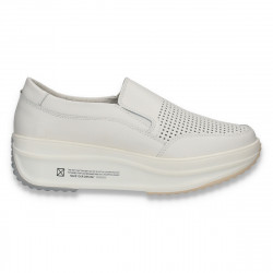 Pantofi din piele pentru dama, cu perforatii, alb - W1082