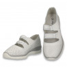 Pantofi din piele pentru dama, cu perforatii si barete elastice, albi - W1083