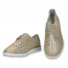 Pantofi din piele pentru dama, cu siret si perforatii, aurii - W1091