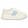 Pantofi casual pentru femei, din piele, alb-albastru deschis - W1118