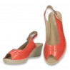 Sandale  dama, din piele lacuita, cu perforatii, portocalii - W1125