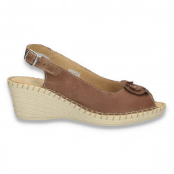 Sandale din piele, Natur Soft, maro deschis - W1152