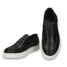 Pantofi casual din piele pentru barbati, fara sireturi, negri - W1162