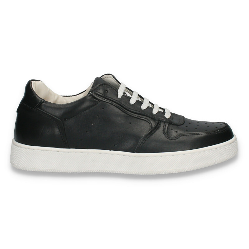 Pantofi casual din piele pentru barbati, cu sireturi, negri - W1164