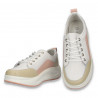 Pantofi casual pentru femei, din piele, alb-roz - W1165