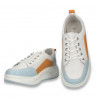 Pantofi casual pentru femei, din piele, alb-portocaliu - W1166