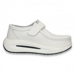 Pantofi piele casual, cu scai, pentru femei, albi - W1169