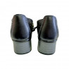 Pantofi din piele pentru dama, cu decupaje si imprimeu floral, negri - W1102