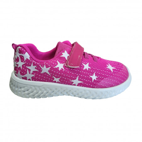 Pantofi sport cu stelute pentru fete, material textil, fucsia