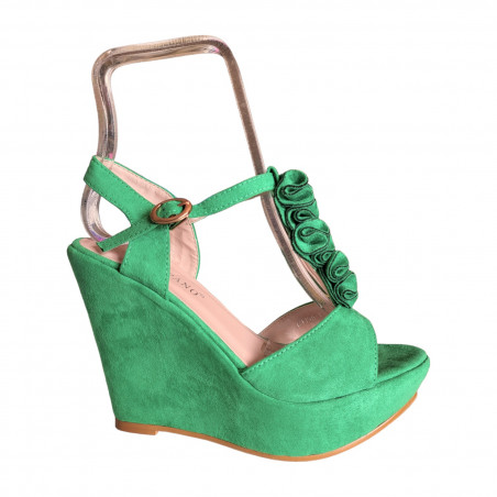 Sandale elegante, cu platforma, pentru femei, imitatie de velur, verzi