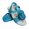 Sandale fete, piele ecologica, albastru, cu decor in fata