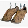 Pantofi cu dantela pentru femei, maro, toc inalt