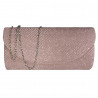 Poseta de seara eleganta, material roz cu reflexii, 24 cm