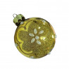 Glob auriu, lucios, cu agatatoare aurie din metal, model cu floare mare, 6 cm