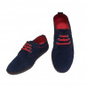 Pantofi barbati, bleumarin cu rosu, cu talpa cusuta, textil
