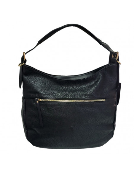 Poseta neagra pentru dama, piele ecologica, cu un maner