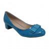 Pantofi din piele eco lacuita pentru femei, cu toc mic, albastri