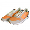 Pantofi sport pentru barbati, piele ecologica si textil, portocaliu cu gri deschis