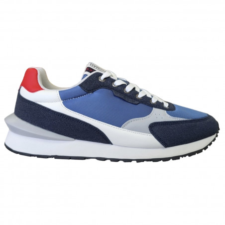Pantofi sport Hanson pentru barbati, piele ecologica si textil, albastru cu alb