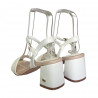Sandale elegante pentru femei, piele eco, albe, cu toc gros