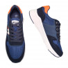 Pantofi sport Hanson pentru barbati, piele ecologica si textil, bleumarin cu portocaliu