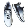 Pantofi sport din textil pentru barbati, alb cu negru, cu dungi