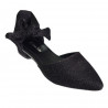 Pantofi negri pentru dama, material textil sclipicios